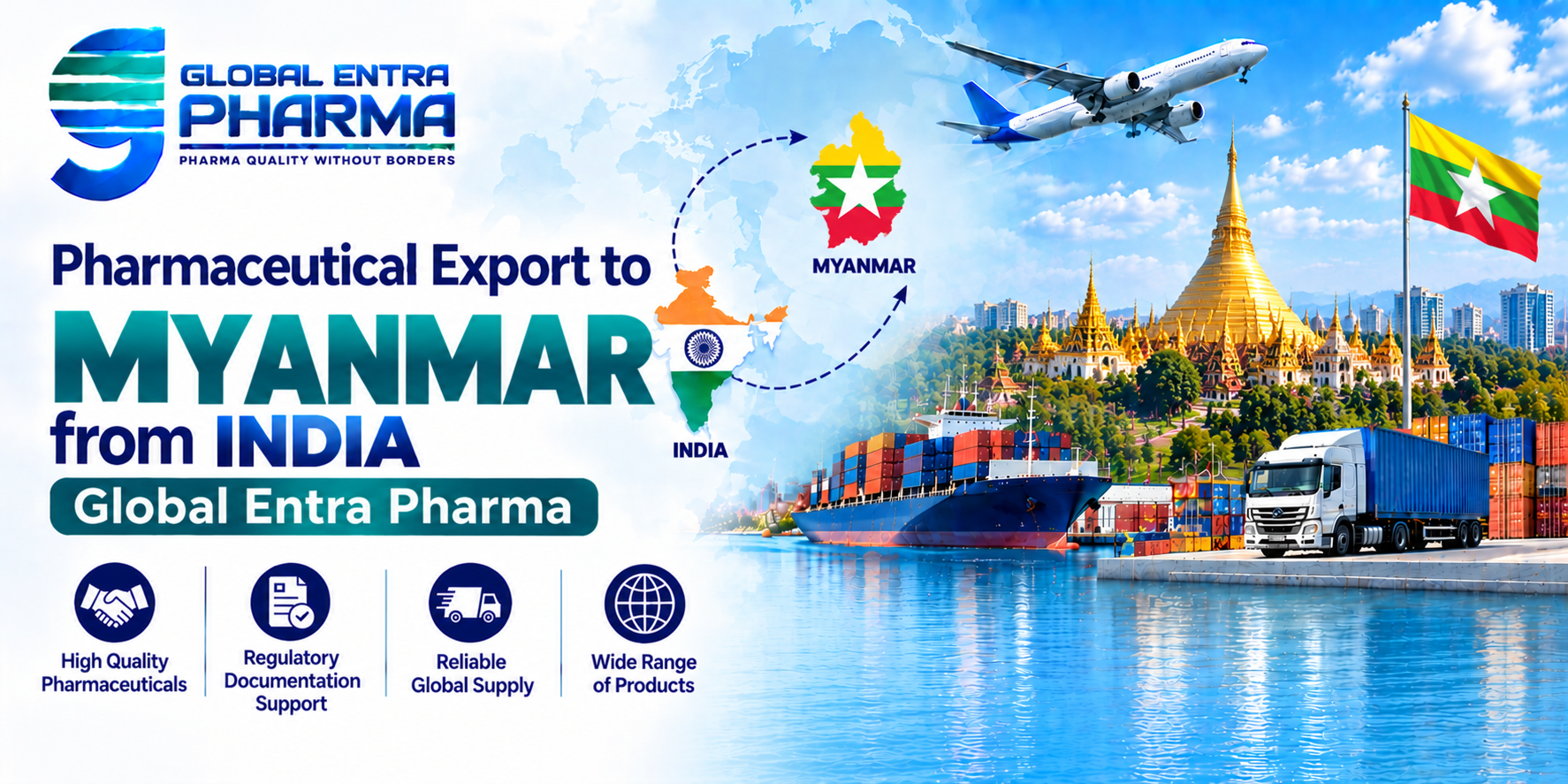 Pharmaceutical Export to Myanmar from India | Global Entra Pharma